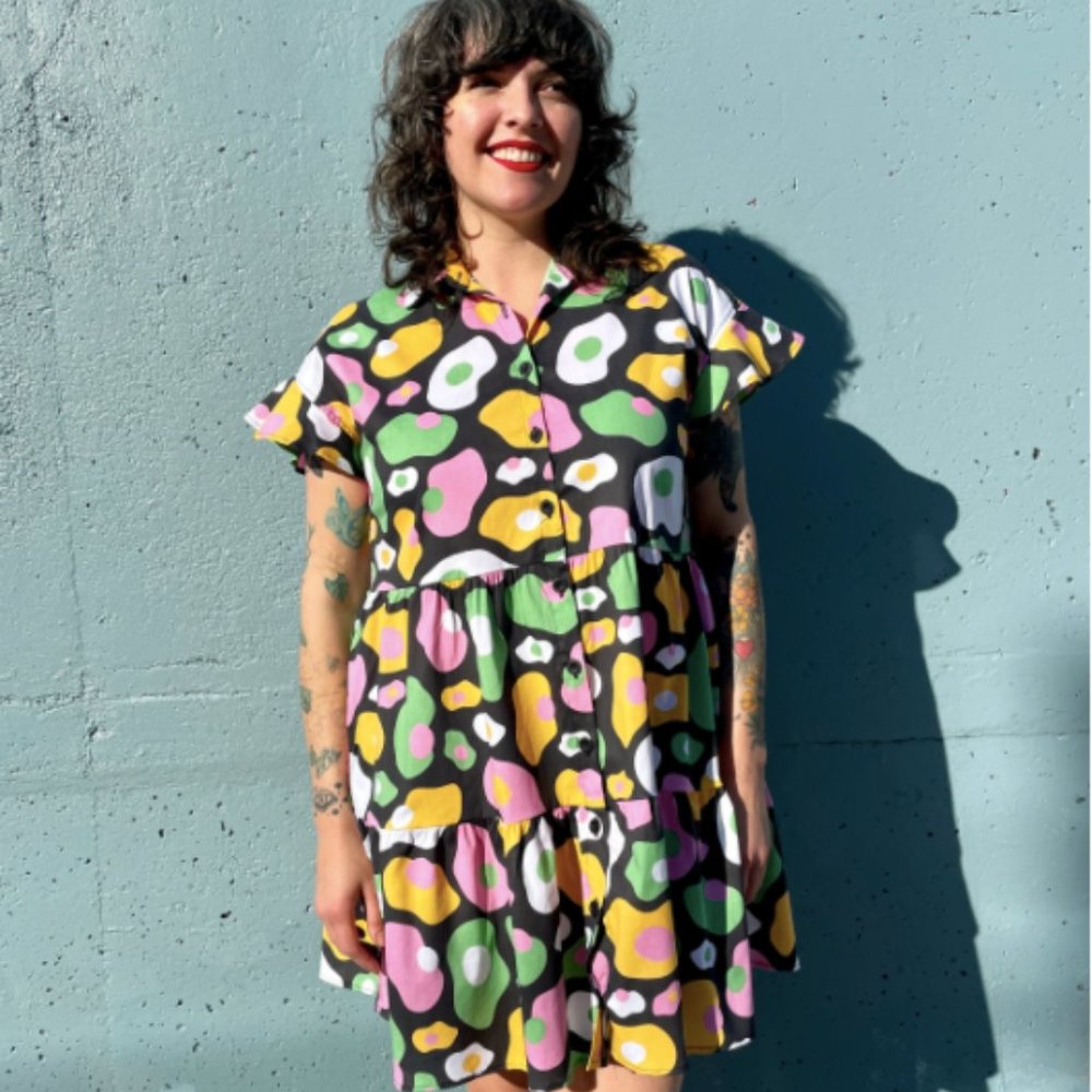 Nooworks Eggs print dress in Eloise silhouette NWT size XL